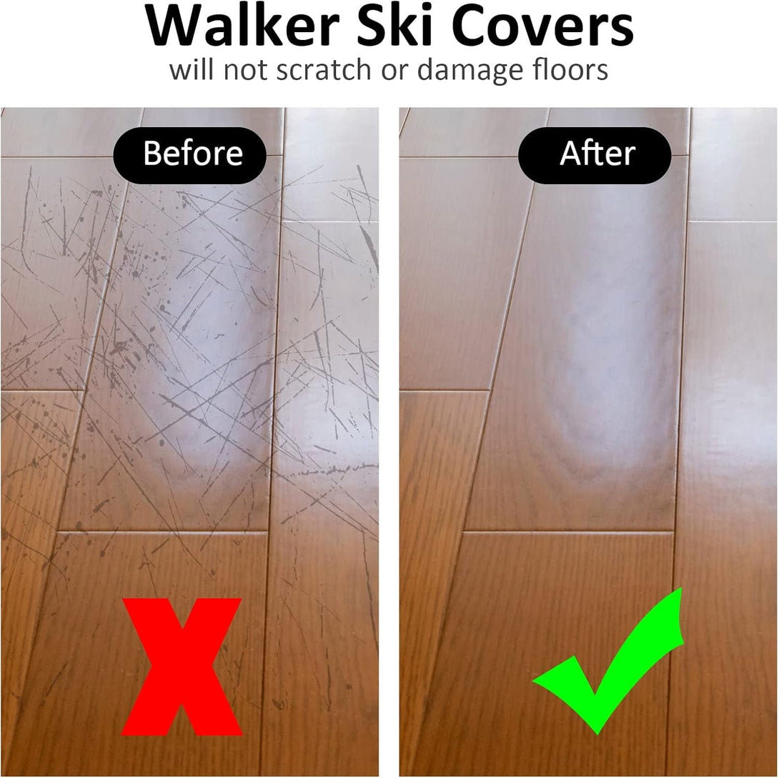 4 Pair Walker Ski Glide Covers Ski Glide Sock Covers Rollator Glider Accessories Fit Pad for Indoor and Outdoor Use, Black