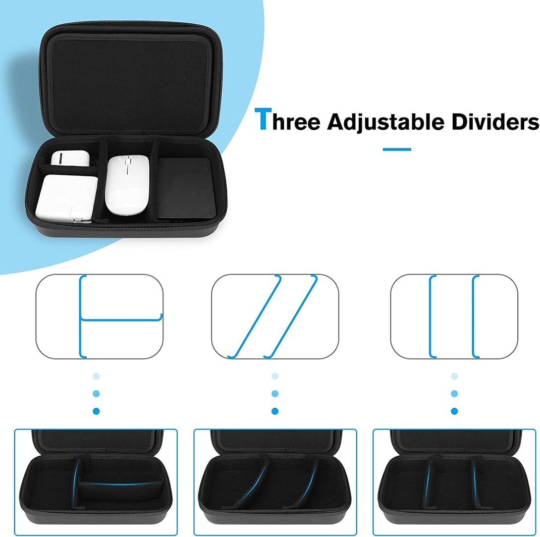 Procase Hard Travel Electronic Organizer Case for Macbook Power Adapter Chargers Cables Power Bank Apple Magic Mouse Apple Pencil USB Flash Disk SD Card Small Portable Accessories Bag -L, Black