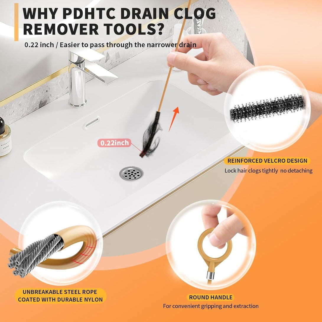 35 Inch Drain Snake Hair Clog Remover Tool, Anti-Break Metal with Nylon Coating Sink Snake, for Bathroom Sink, Tub, Shower, Pipe Drain (4 Pack)