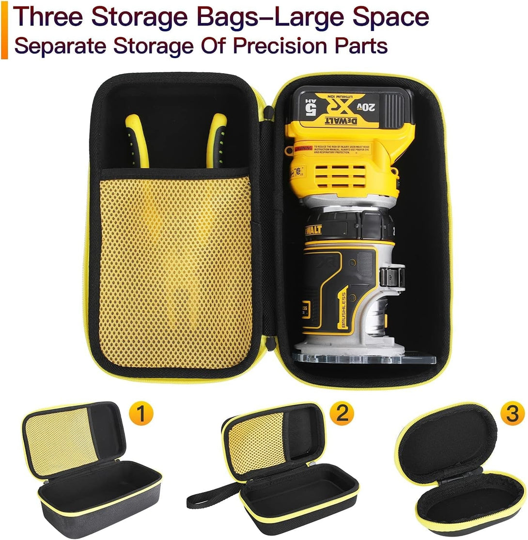 3 Pcs Hard Case for DEWALT 20V Max XR Cordless Router, Brushless(Dcw600B), Portable Carrying Storage Bag for Router Bits