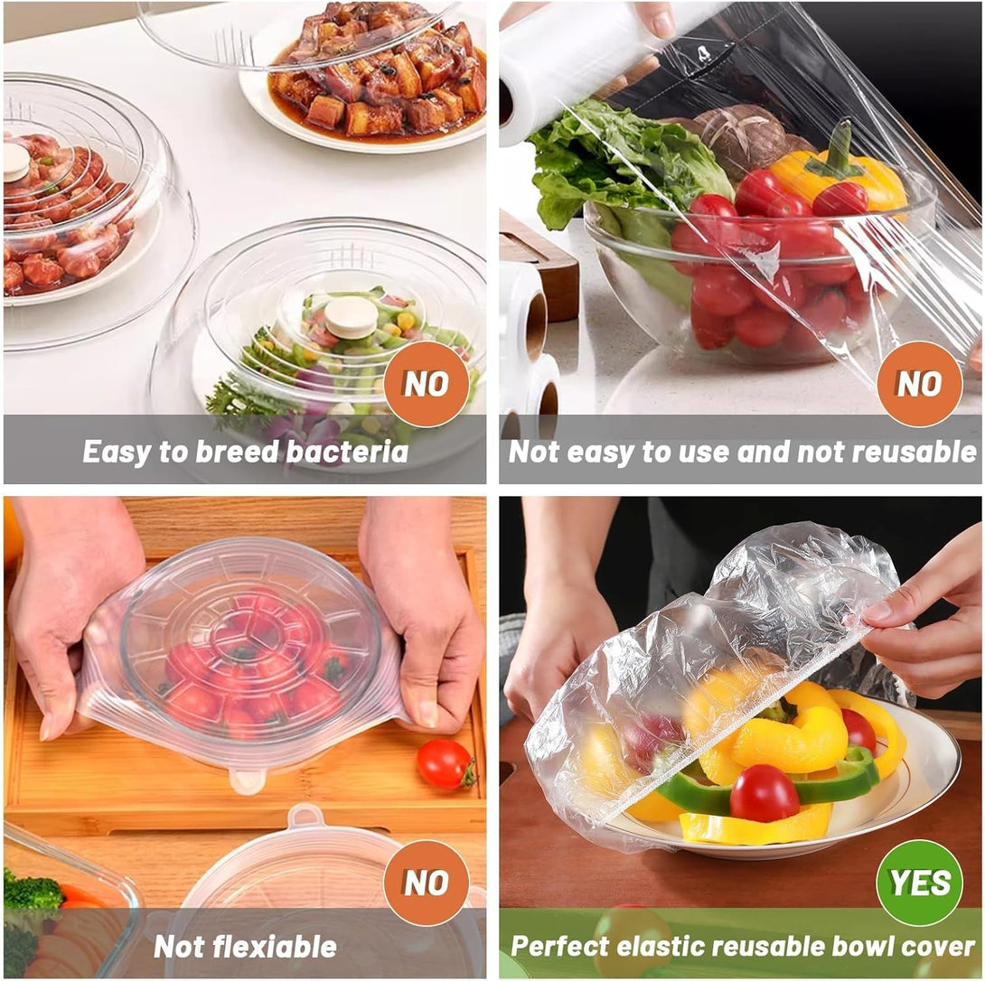 90Pcs Reusable Elastic Food Bowl Storage Covers, Sublaga Bowl Covers, Variety of 5 Translucent Stretchable Sizes and Colorful Dish Plate Covers, Alternative to Foil, Plastic Wrap,Bpa Free