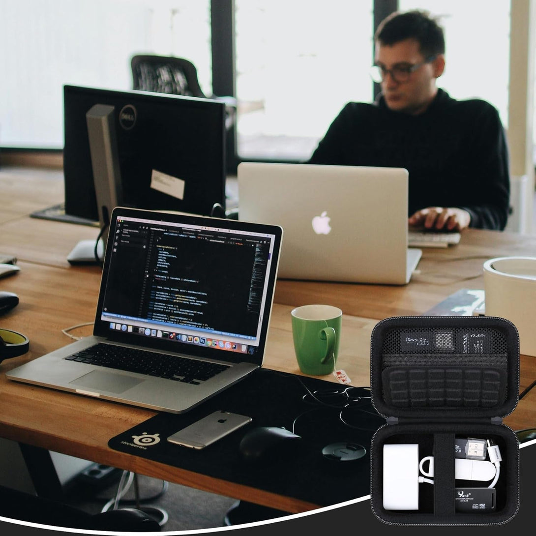 Computer Memory Card Readers Organizer Case Compatible with SD Card Reader, USB C SD Card Reader, TF Card, Micro SD Card, Portable Memory Card Accessories Storage Bag Travel Case, Black