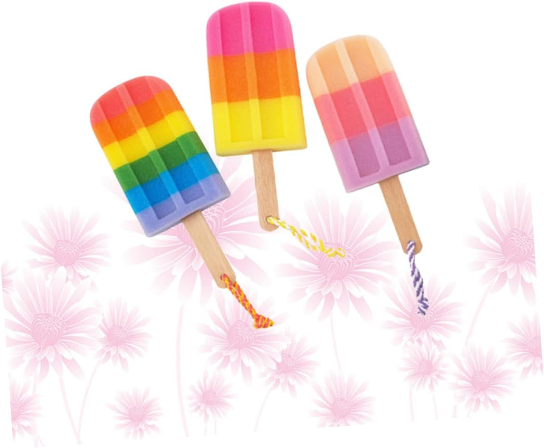 3Pcs Bath Flower for Infants Elastic Hair Ties Bathing Accessories Body Bath Shower Sponge Shower Sponge for Body Loofah Popsicle Ice Cream Wooden Shower Head Child Bath Brush