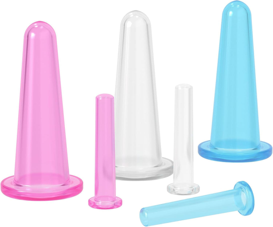 4Pcs Massage Cupping Set Silicone Mini Facial Cups Face Massager Helper Skin Care Neck Back Eyes Massaging Cup Safe to Use, Don'T Worry about Burns Health Care Products (Pink)