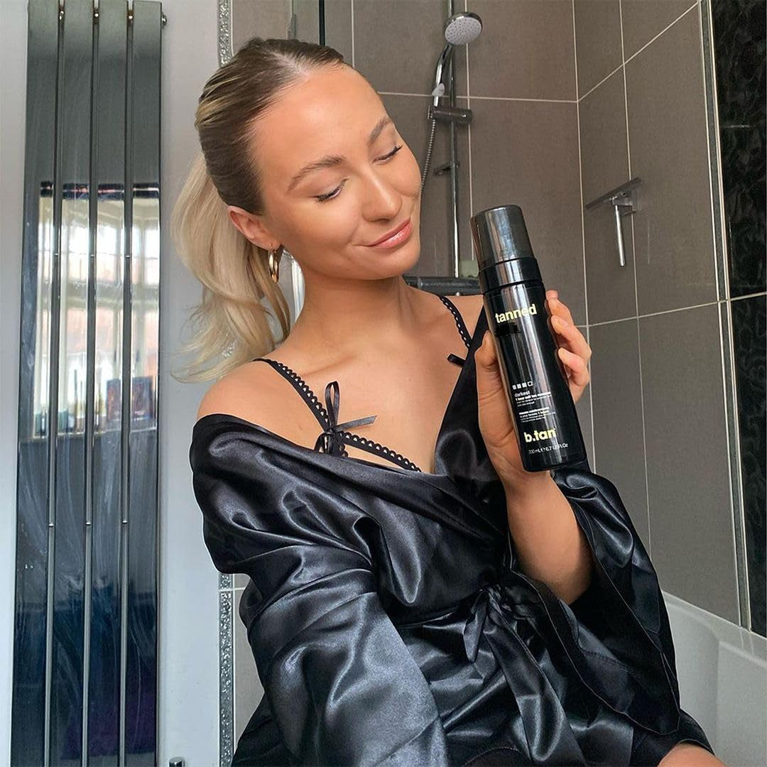 B.Tan Dark Self Tanner Mousse | Get Tanned - Best, 1 Hour Express Sunless Tanning Foam, No Fake Tan Smell, Ultra Dark Bronzing Glow, Face & Body, Vegan, Cruelty Free, 6.7 Fl Oz