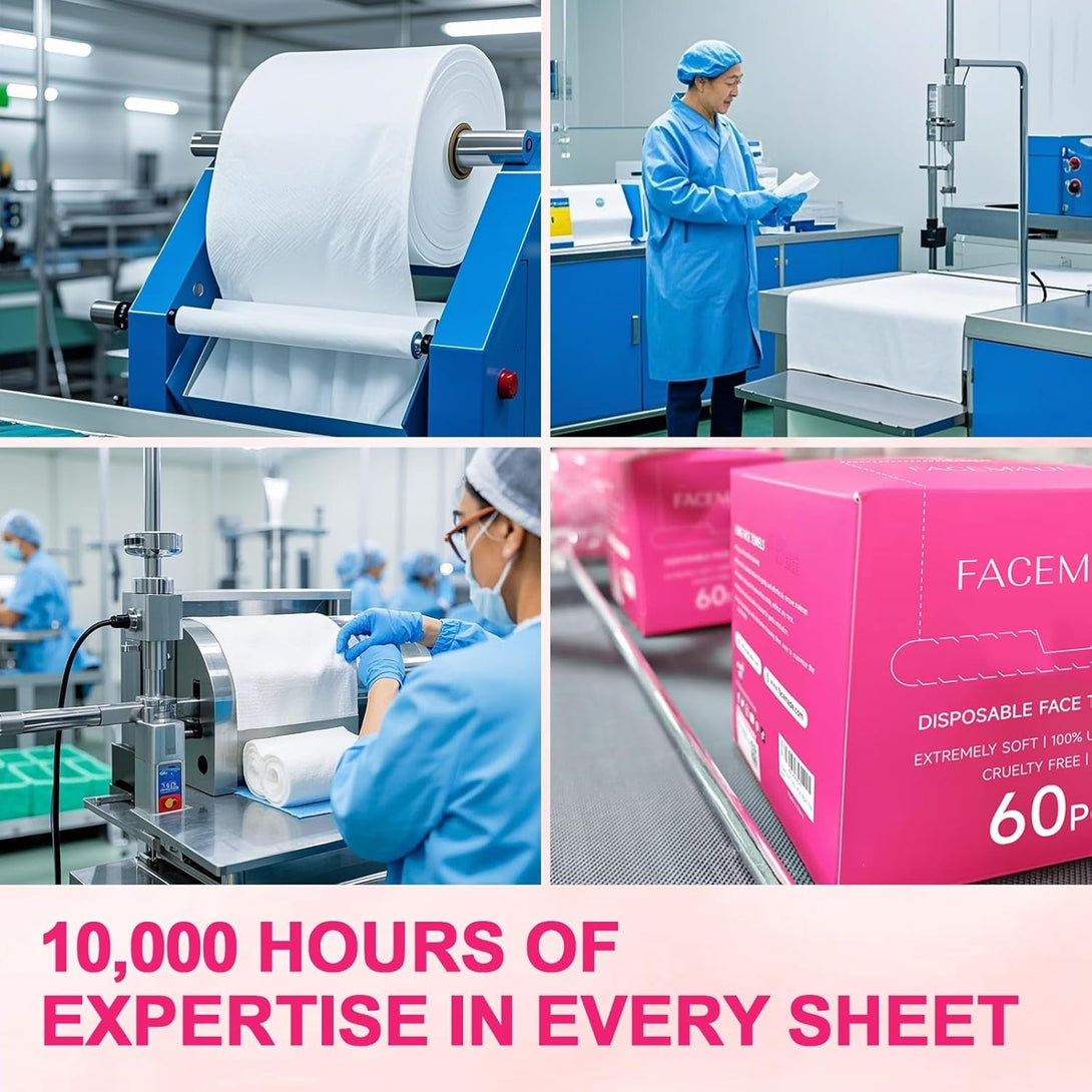 Face Towels Disposable, 60 Ct Clean Towels, XXL, Face Towelettes for Makeup and Clean Skin, Super Soft and Thick Dry Wipes Club, USDA Certified 100% Biobased
