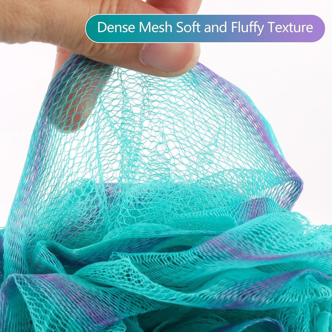 BTYMS Loofah Sponge 60 Gram Shower Pouf Bath Scrunchies Shower Puff Exfoliating Body Wash Scrubber Bath Puffs for Washing - Set of 4