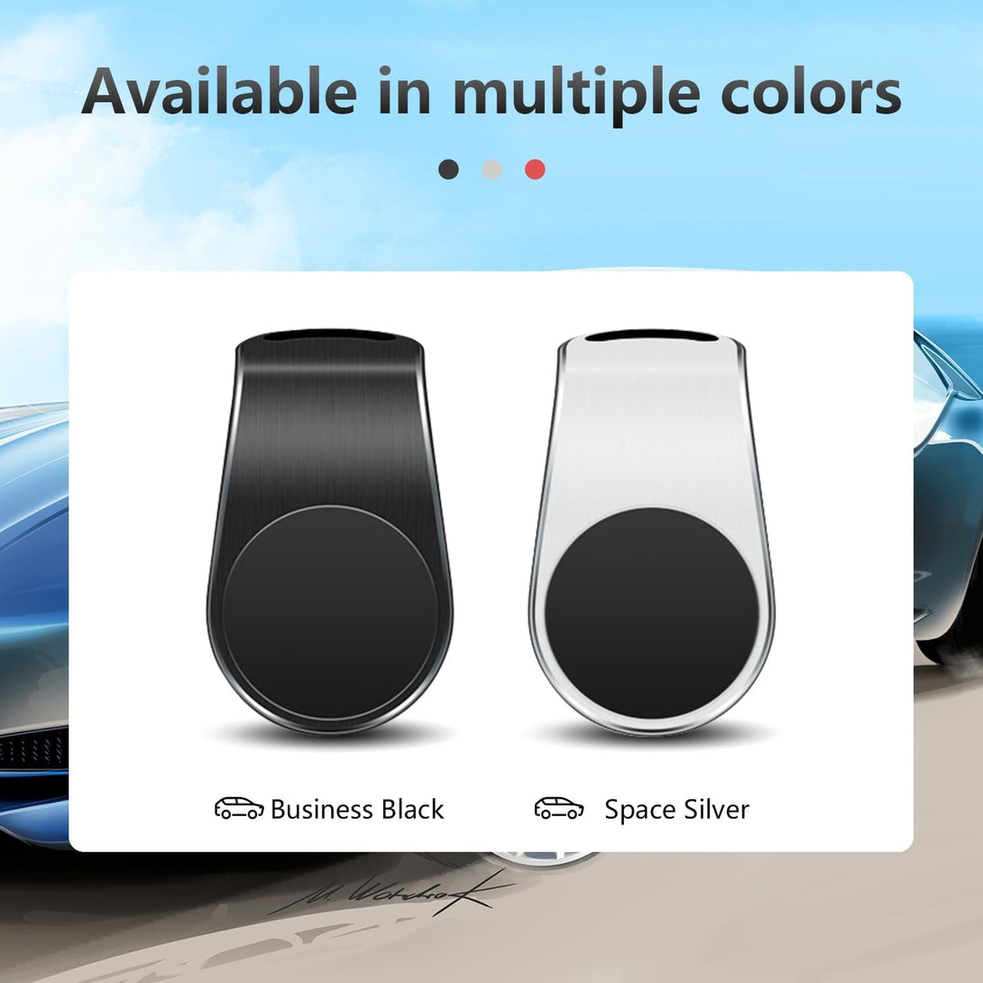 2PCS Mobile Phone Navigation Magnetic Bracket, L Type 360° Rotatable Car Phone Mount, Magnetic Navigation Bracket for Any Smartphone (Silver)