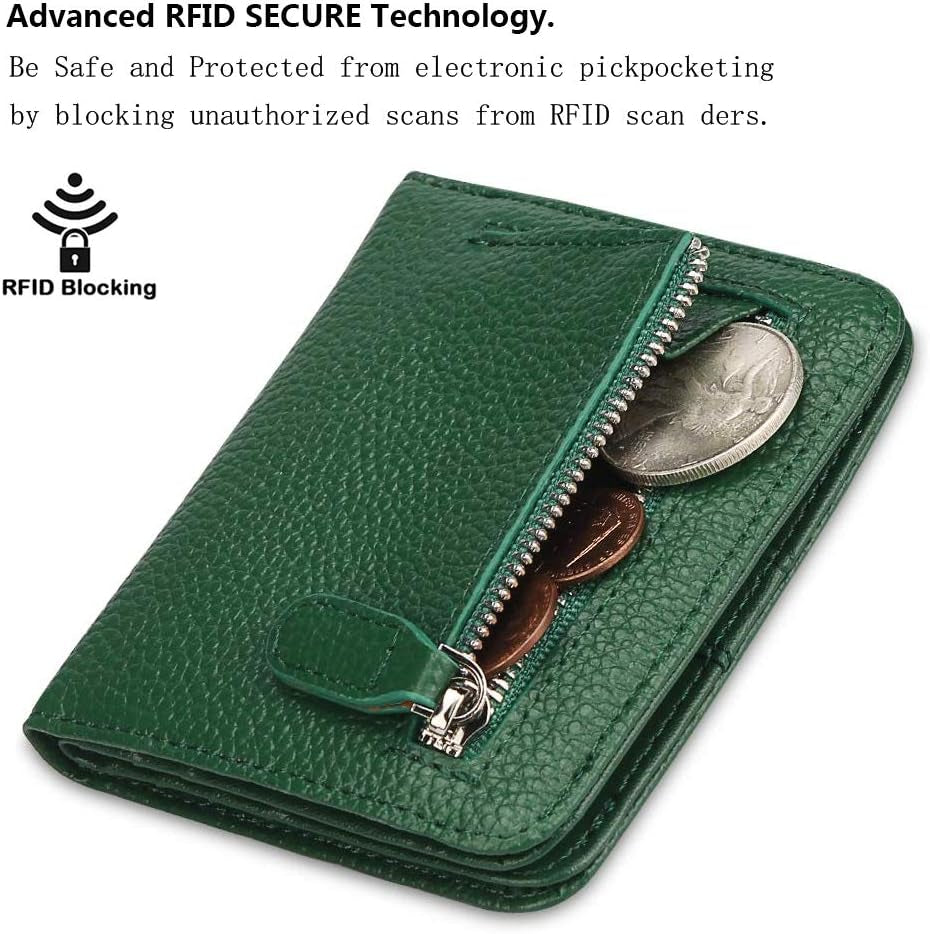 FUNTOR Small Wallets for Women, Ladies Small Compact Bifold Pocket RFID Blocking Genuine Leather Wallet for Women
