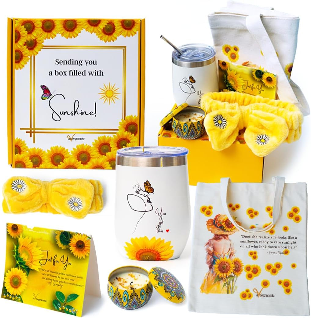 Get Well Gifts for Women,Sunflower Gifts for Women Birthday,Surgery Recovery Gifts,Feel Better Soon Care Package,Thinking of You