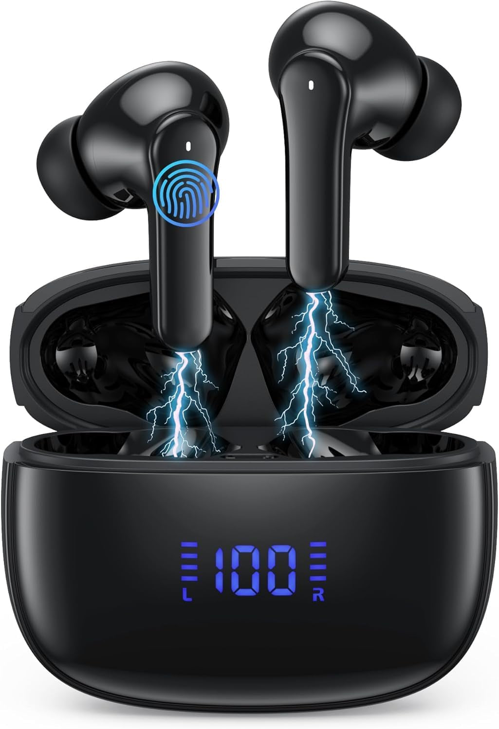 Wireless Earbuds,Bluetooth 5.3 Headphones in Ear with Hifi Stereo Deep Bass,Wireless Earphones 40H Playtime,Bluetooth Earbuds 4 ENC Noise Canceling Mic,Bluetooth Earphones LED Display IP7 Waterproof