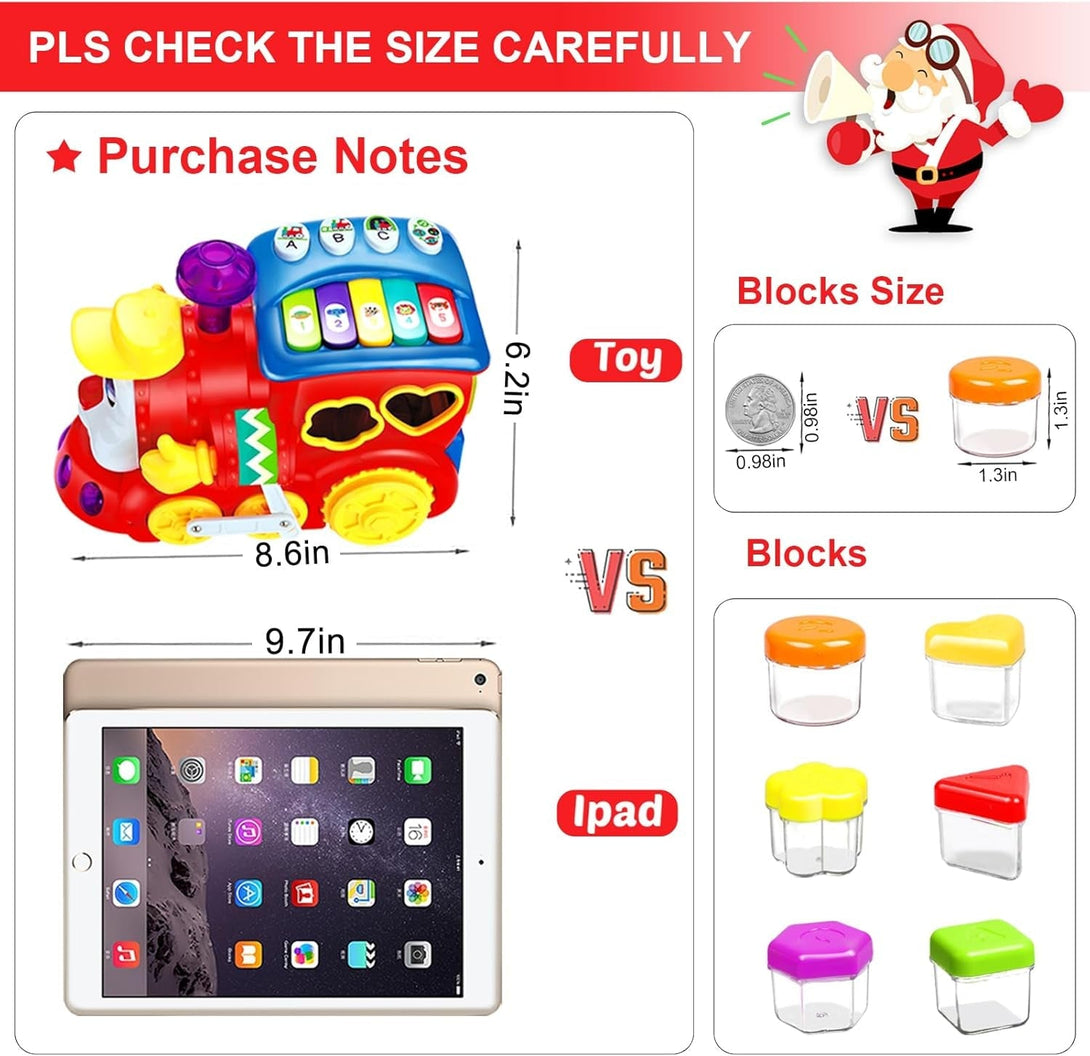 Baby Toys for 1 Year Old Boy Girl Gift Musical Train Baby Toys 6-12 12-18 Months,Early Educational Learning Montessori Kids Toys with Blocks/Light Toddler Christmas Birthday Gifts for 1 2 3 Year Old