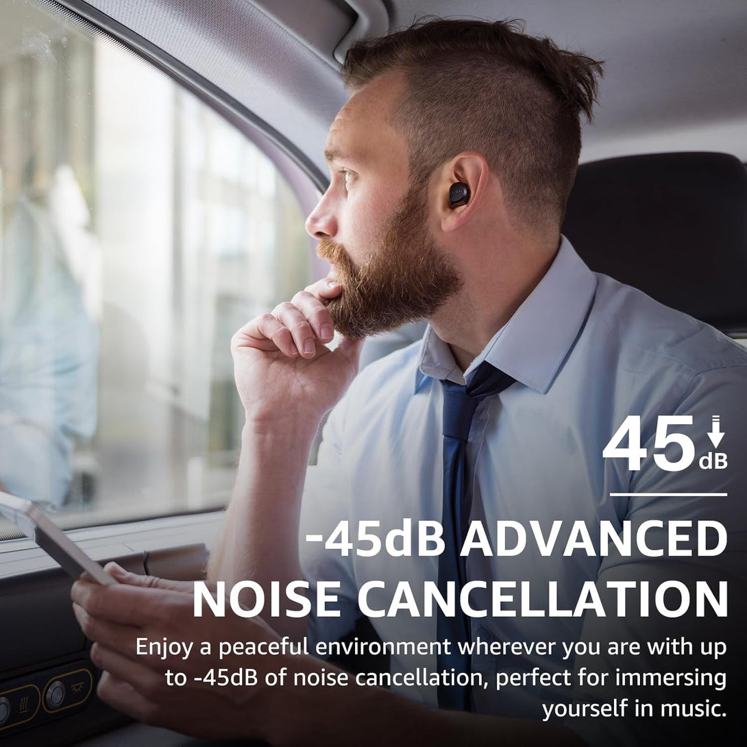 TOZO Hybrid Active Noise Cancelling Wireless Earbuds, 6 Mics ENC Clear Call, IPX8 Waterproof, in Ear Bluetooth 5.3 Headphones Stereo Bass Ear Buds 59H Playtime with LED Display 32 Eqs via APP