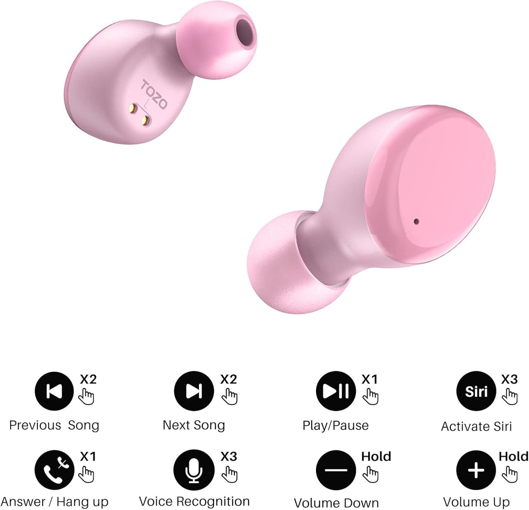 TOZO T6 Wireless Earbuds Bluetooth 5.3 Headphones, Ergonomic Design in Ear Headset, 50Hrs Playtime with Wireless Charging Case, APP EQ Customisable, IPX8 Waterproof