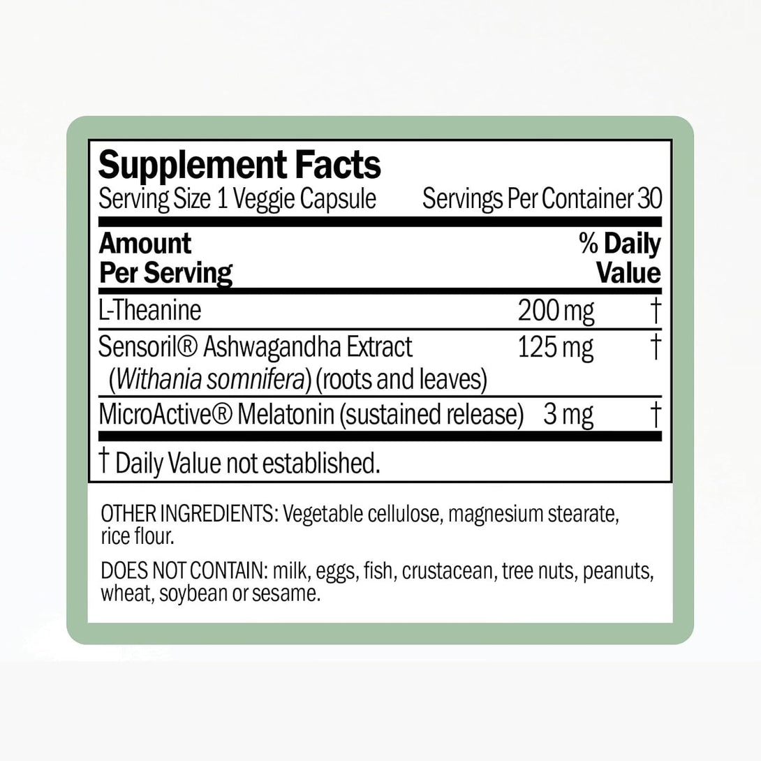 Sleep Support with Sustained-Release Melatonin | Includes L-Theanine and Ashwagandha | Promotes Relaxation and Sleep Quality | Supports Stress Management | Use before Bedtime | 30 Capsules
