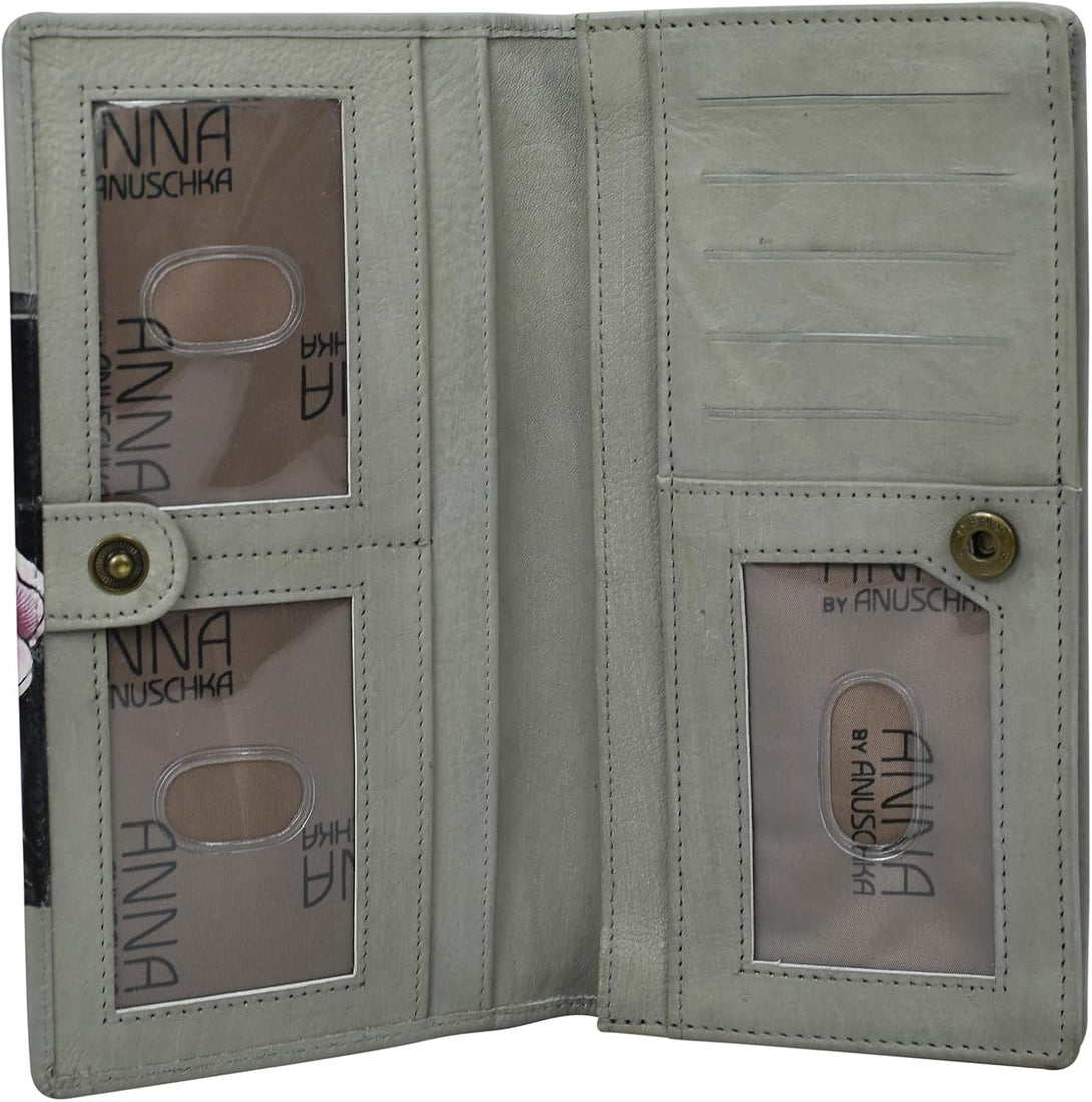 Anna by Anuschka Women'S Hand Painted Leather Two-Fold Clutch Wallet