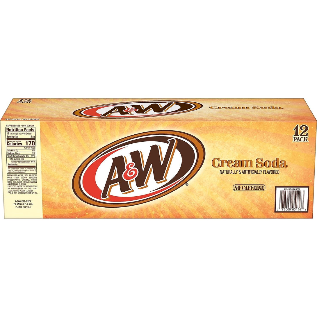 A&W Cream Soda, 12 Fl Oz Cans, 12 Pack