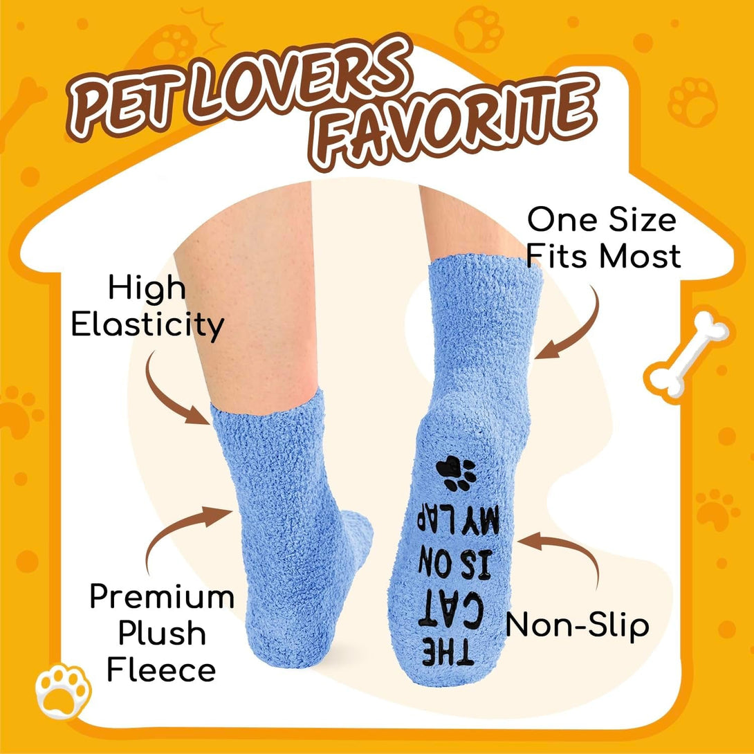 HAPPYPOP Cat Lover Gifts for Women Men - Funny Fuzzy Novelty Socks for Cat Mom Dad Animal Lovers