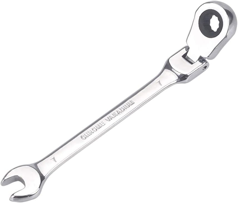 7Mm Metric Flex-Head Ratchet Wrench,Box End Head 72-Tooth Ratcheting Combination Wrench Spanner