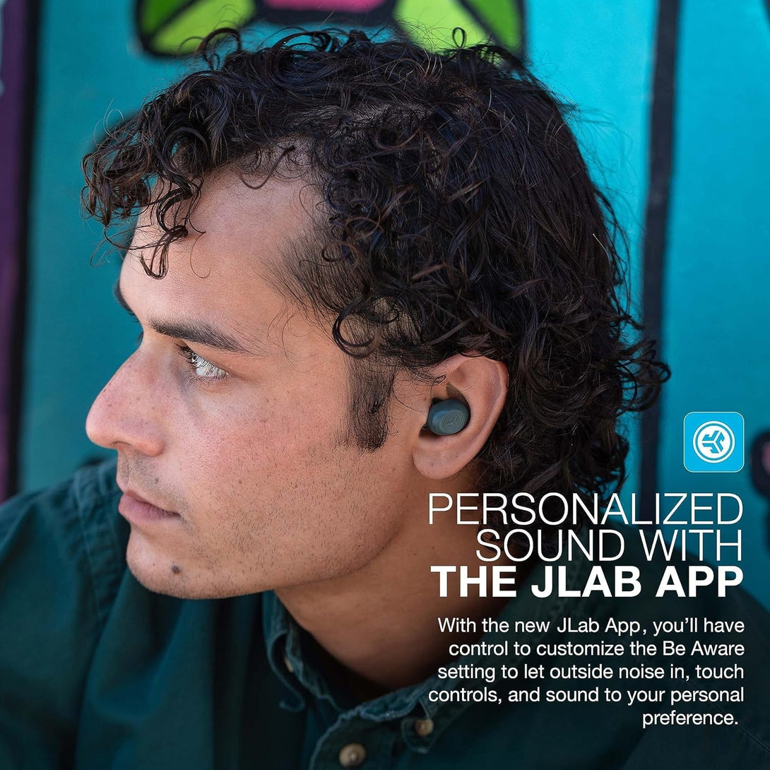 Jlab Jbuds Mini True Wireless Bluetooth Earbuds + Charging Case, Sage, IP55 Sweat and Dust Proof, Bluetooth Multipoint, Be Aware Audio, 3 EQ Sound Settings, Crystal Clear Calls