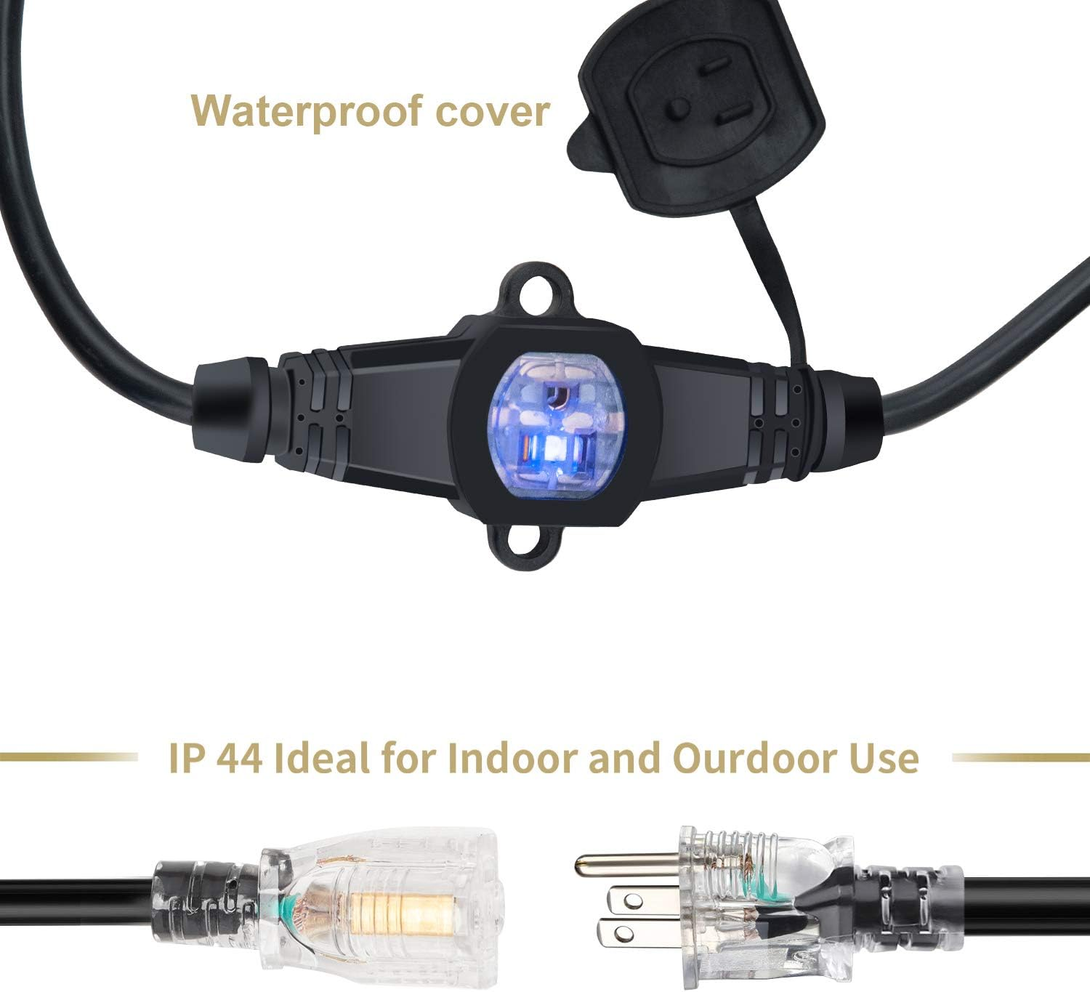 25FT 14 Gauge Outdoor Power Extension Cord,Four Outlet Cable.Multiple Evenly-Spa