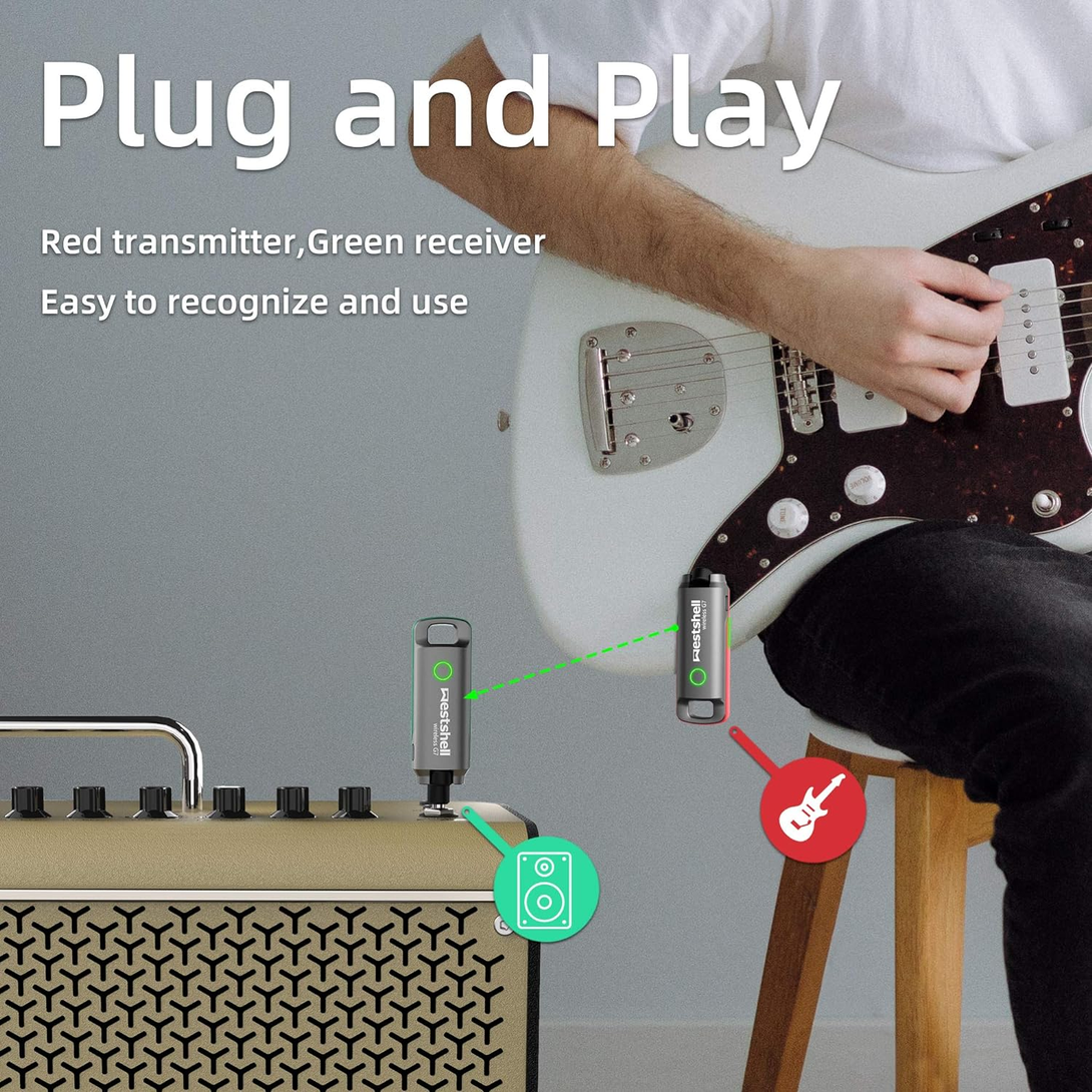 1 Key to Switch Wireless Guitar System Wireless Guitar Transmitter Receiver for 