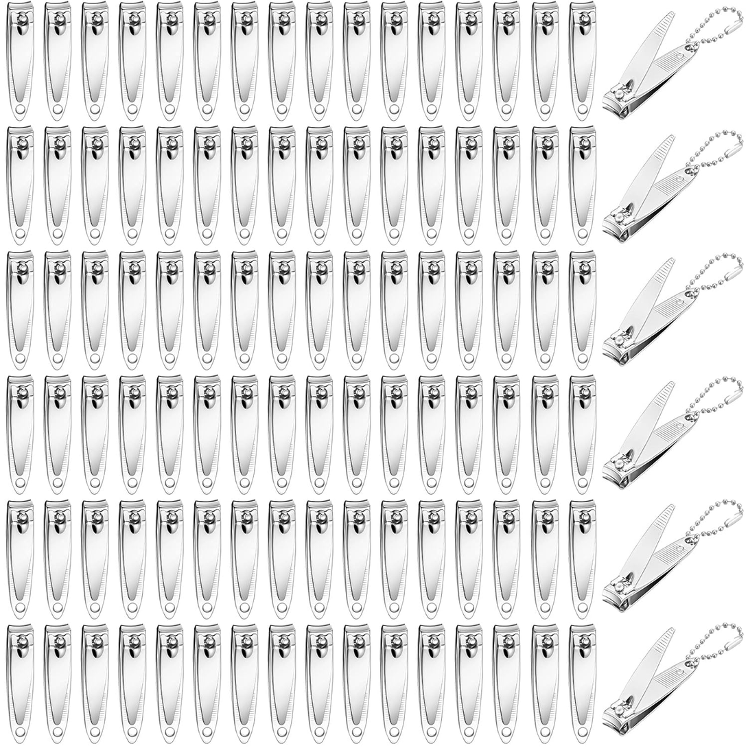 200 Pieces Nail Clippers Bulk Stainless Steel Fingernails Cutters Pointed Toenai