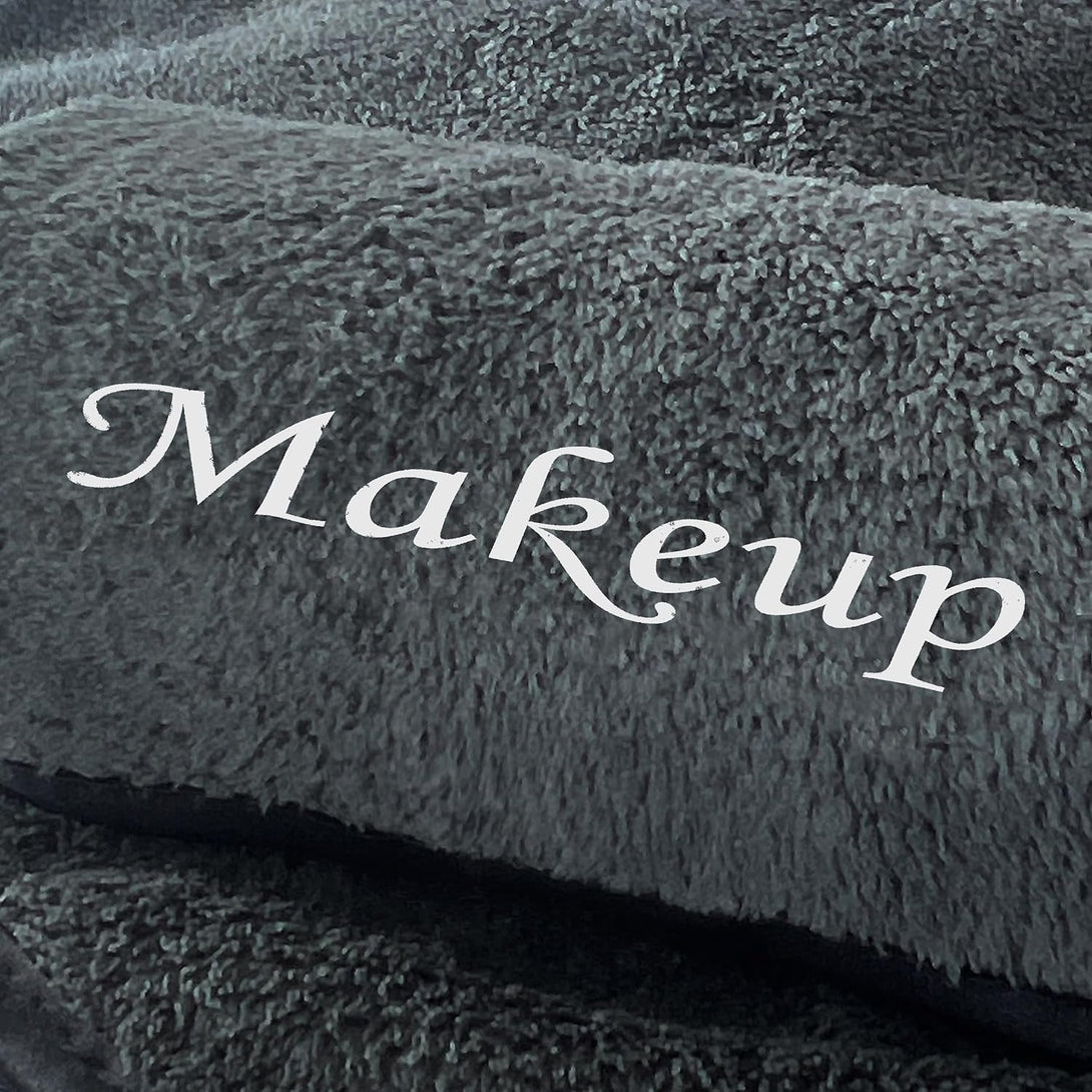 Cosy Family 10 Pack Makeup Remover Wash Cloths - Soft Microfiber Fingertip Facial Cleansing Cloths for Hand and Make Up, 12 X 12 In, Black Grey