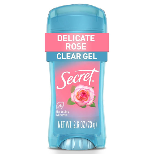 Secret Fresh Antiperspirant Deodorant for Women, 72Hr Breathable Sweat & Odor Protection, Instant Freshness & Gentle, PH Balancing Minerals, Clear Gel, Delicate Rose Scent, 2.6 Oz