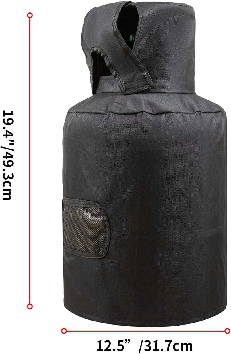 20Lb Propane Tank Cover ,Ventilated Propane Gas Can Protection Covers, Heavy Duty RV Propane Tank Cover, Propane Bottle Storage Bag, Waterproof & Weather Resistant, Black, 12.5 X 12.5 X 24 Inches