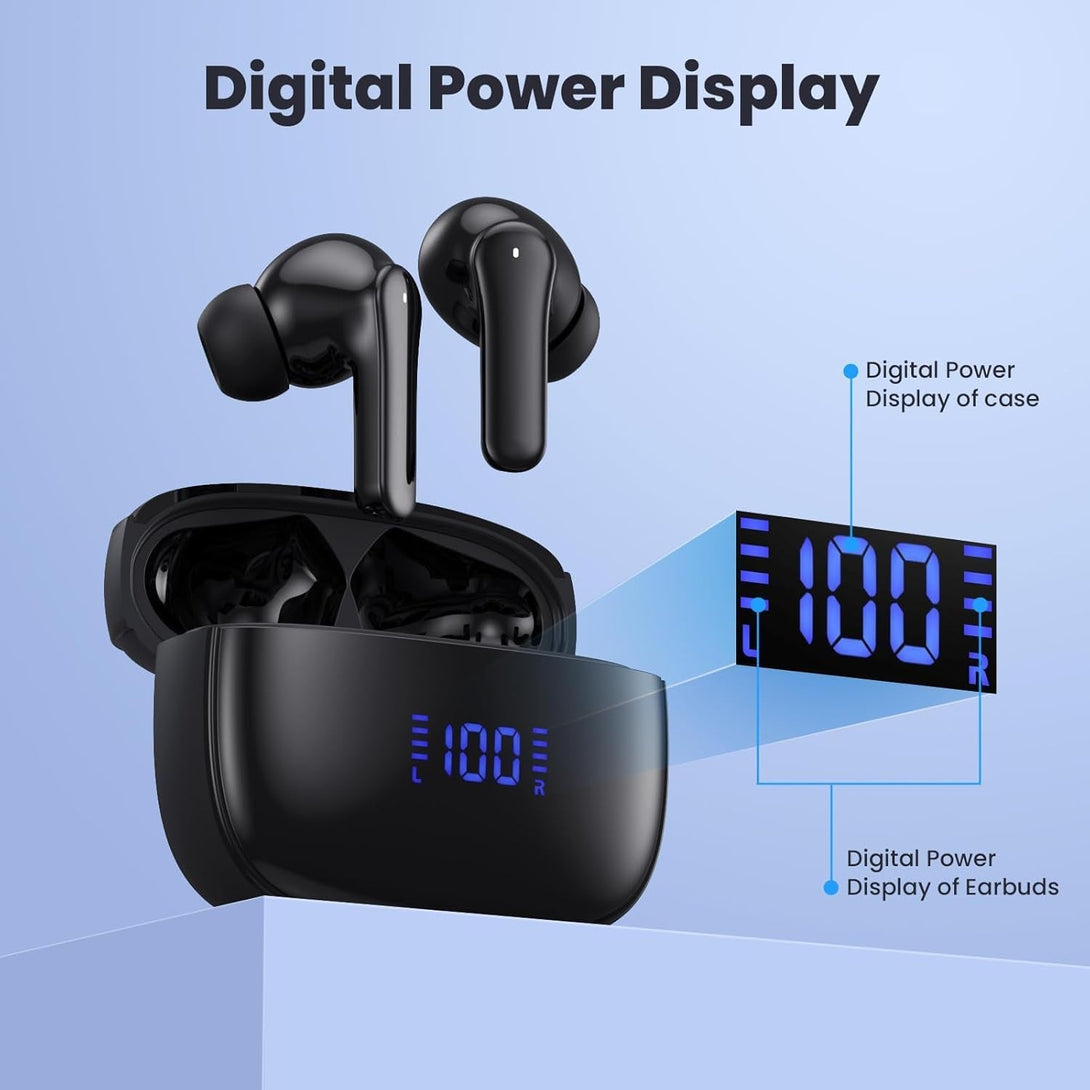 Wireless Earbuds,Bluetooth 5.3 Headphones in Ear with Hifi Stereo Deep Bass,Wireless Earphones 40H Playtime,Bluetooth Earbuds 4 ENC Noise Canceling Mic,Bluetooth Earphones LED Display IP7 Waterproof