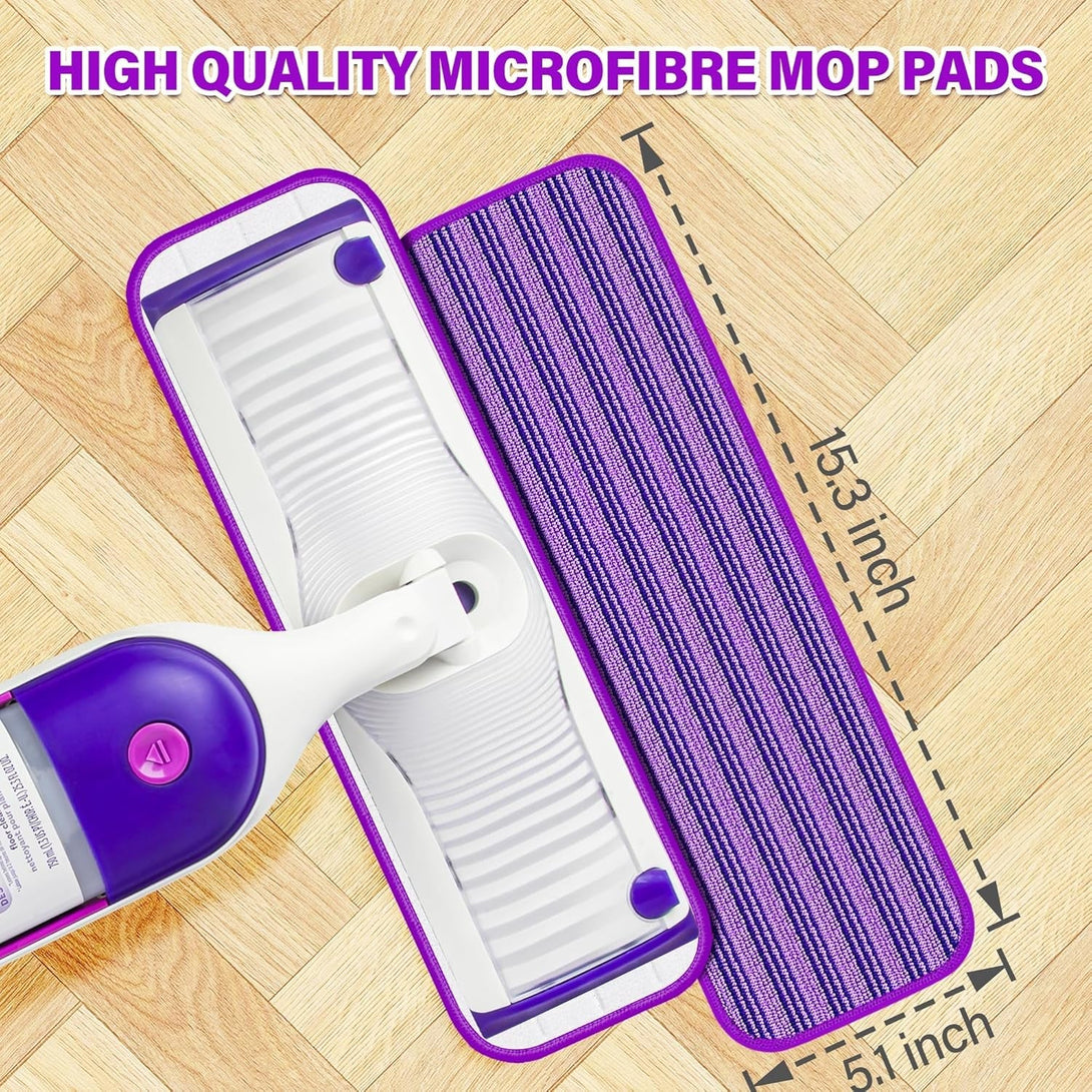 6 Pack Reusable Mop Pads Compatible with Swiffer Powermop, Microfiber Pads Refills Machine Washable up to 100 Times Wet Dry Use Suitable for All Floor Types