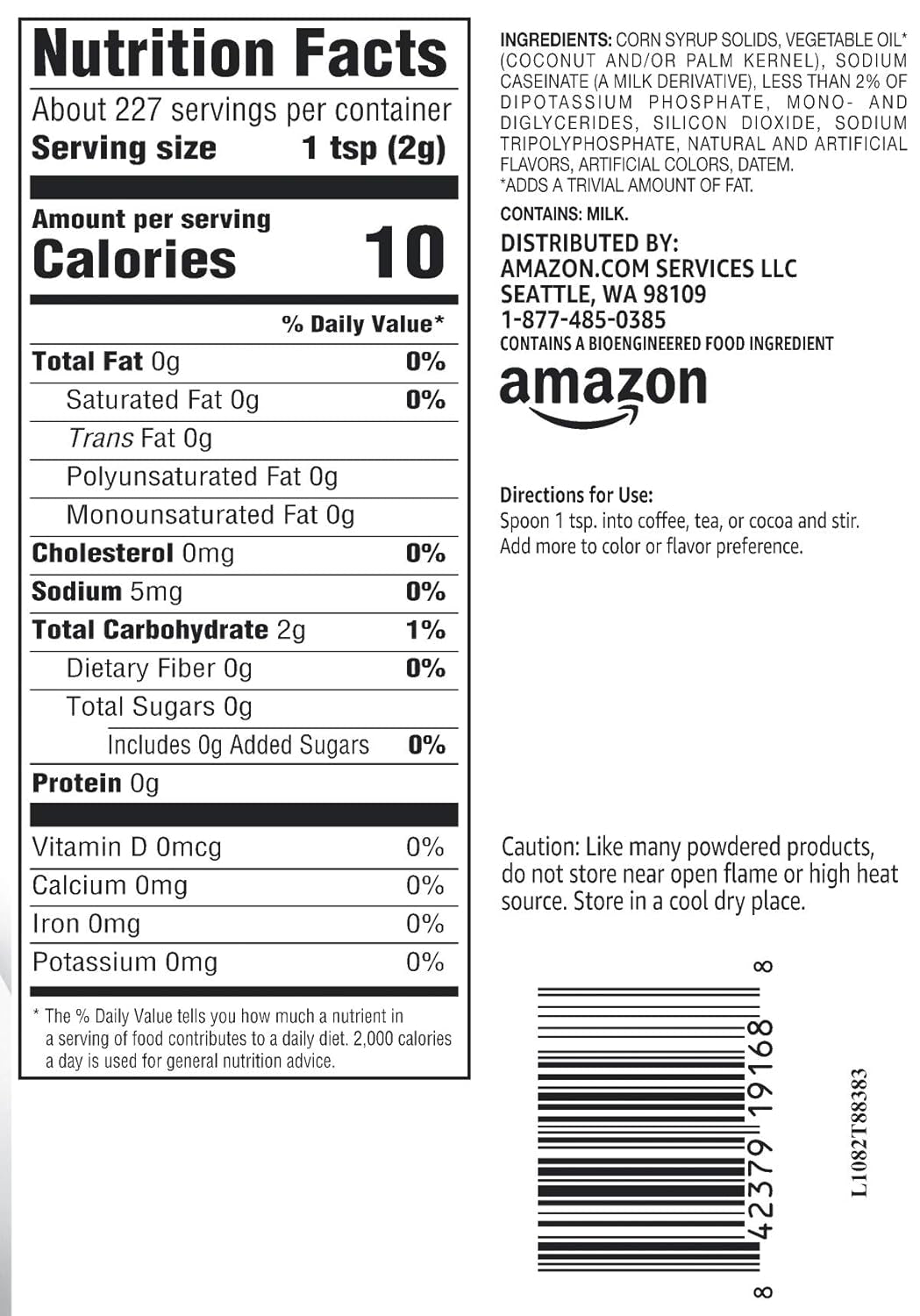 Amazon Brand - Happy Belly Powdered Non Dairy Original Coffee Creamer (Fat Free), 16 Ounce (Pack of 3)