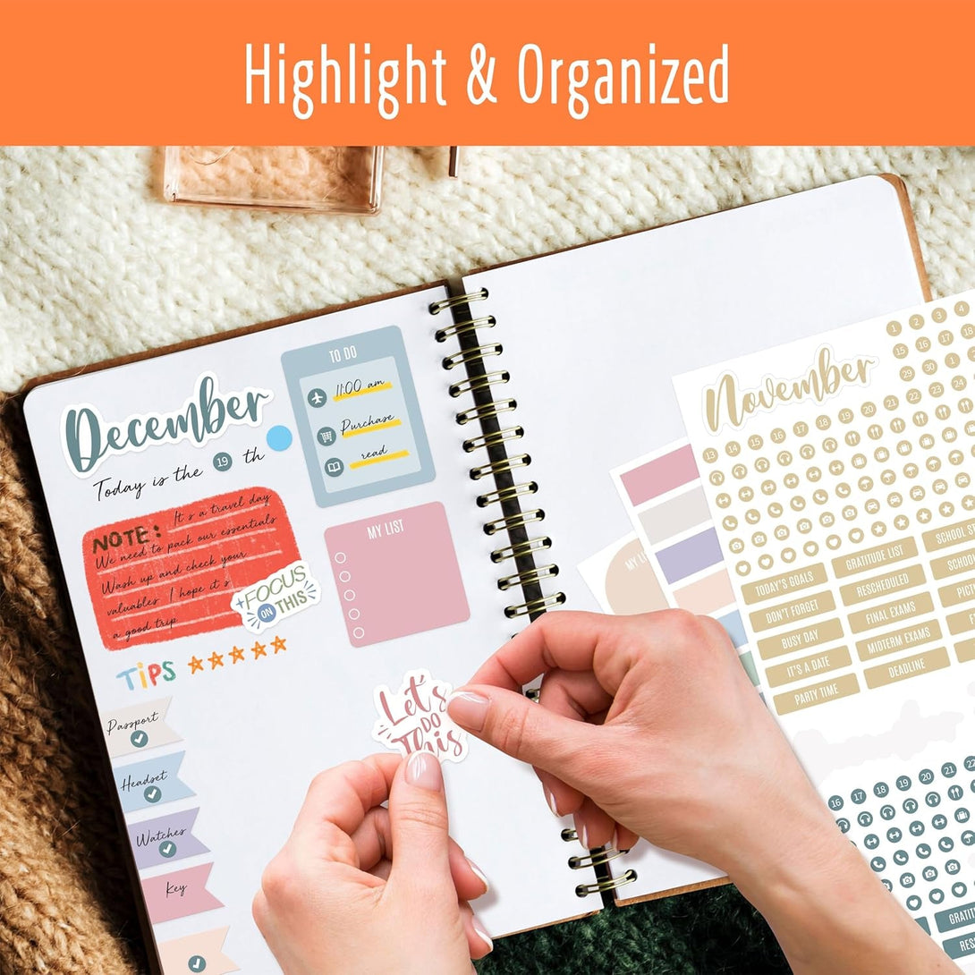 2931 Planner Stickers, Color Coordinating Monthly Functional Stickers Daily Calendar Stickers Aesthetic Note to Do Blank Stickers for Scrapbooks, Planner, Budget, Work, DIY Activity, Diary, Journal