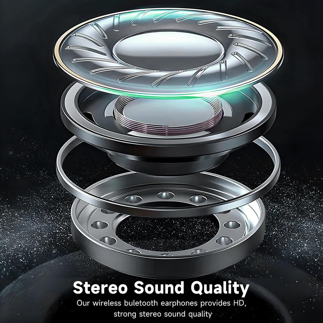 Wireless Earbuds Bluetooth Headphones 96H Playtime LED Display Waterproof Built in Mic Deep Bass Sound Secure over Ear Buds Earhooks for Iphone Android Samsung Cell Phones Sport Running Workout Gaming