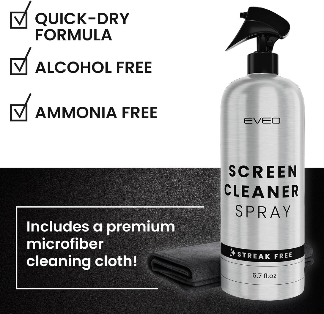 Screen Cleaner Spray - TV Screen Cleaner Spray and Wipe, Computer Screen Cleaner for Electronic Devices: TV, Laptop, Iphone, Ipad, Computer, Macbook- TV Cleaner for Smart Tv-Microfiber Cleaning Cloth