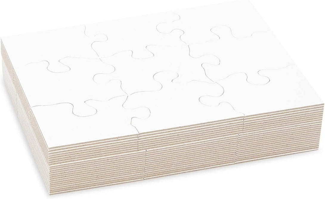 Bright Creations 24 Sheets Blank Puzzles to Draw on Bulk, 5.5 X 4 Inch Jigsaw Puzzle Pieces for DIY, Arts and Crafts Projects