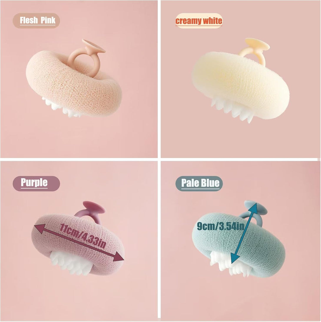 Super Soft Sunflower Suction Cup Bath Ball, 2025 Upgraded 2-In-1 Sunflower Ball Exfoliating Bath Sponge Cleaning Brush, Mesh Shower Body Sponge Accessories for Women, Men Shower (4 Color)