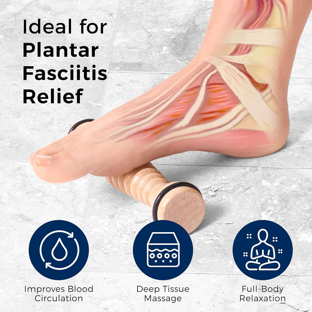 TOFL - Wooden Foot Massager - Natural Acupressure Reflexology Massage Roller for Relaxation and Stress Relief