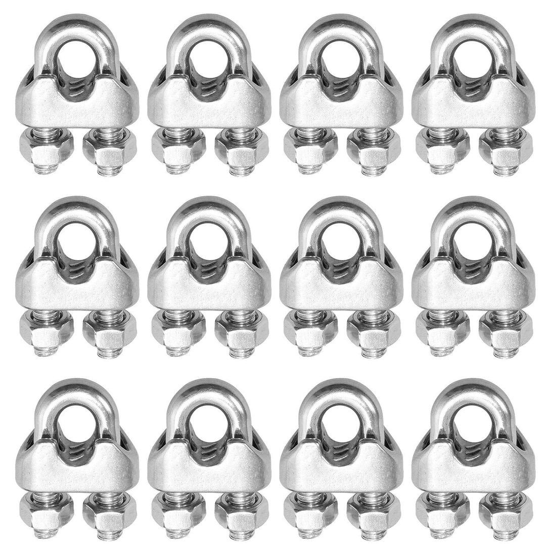 1/4 Inch 6Mm Wire Rope Clamps Clip 304 Stainless Steel Cable Clip Fastener 12 Pcs
