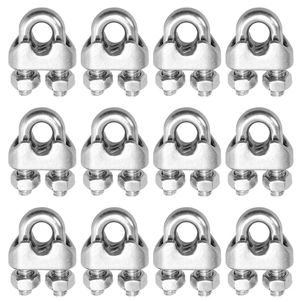 1/4 Inch 6Mm Wire Rope Clamps Clip 304 Stainless Steel Cable Clip Fastener 12 Pcs