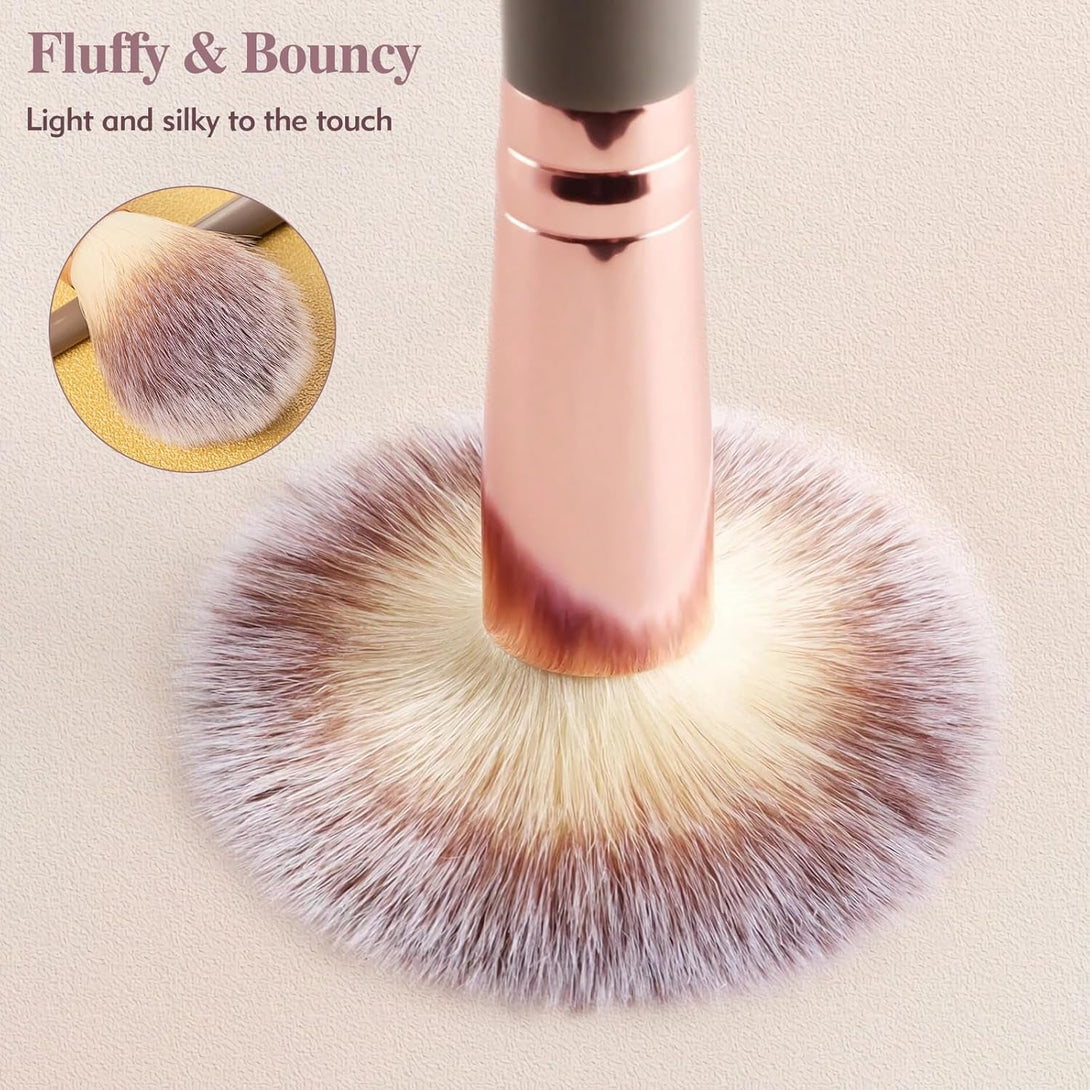 3PCS Double Ended Makeup Brush, round Top Brush for Blush, Slant Brush for Contour and Highlighter, Perfect For