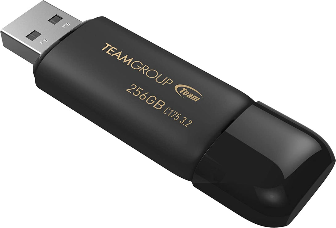 TEAMGROUP C175 256GB 2 Pack USB 3.2 Gen 1 (USB 3.1/3.0) Read 100Mb/S Flash Thumb Drive, External Data Storage Memory Stick Compatible with Computer/Laptop Matte Black TC1753256GB22