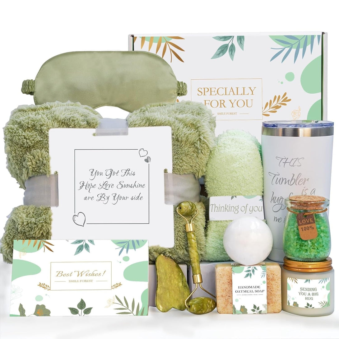 Birthday Gifts for Women, Get Well Gifts for Women, Gift Set for Women, Gift Box for Women, Post Surgical SPA Gift Basket with Luxury Flannel Blanket
