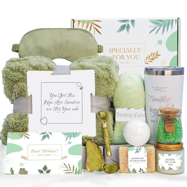 Birthday Gifts for Women, Get Well Gifts for Women, Gift Set for Women, Gift Box for Women, Post Surgical SPA Gift Basket with Luxury Flannel Blanket