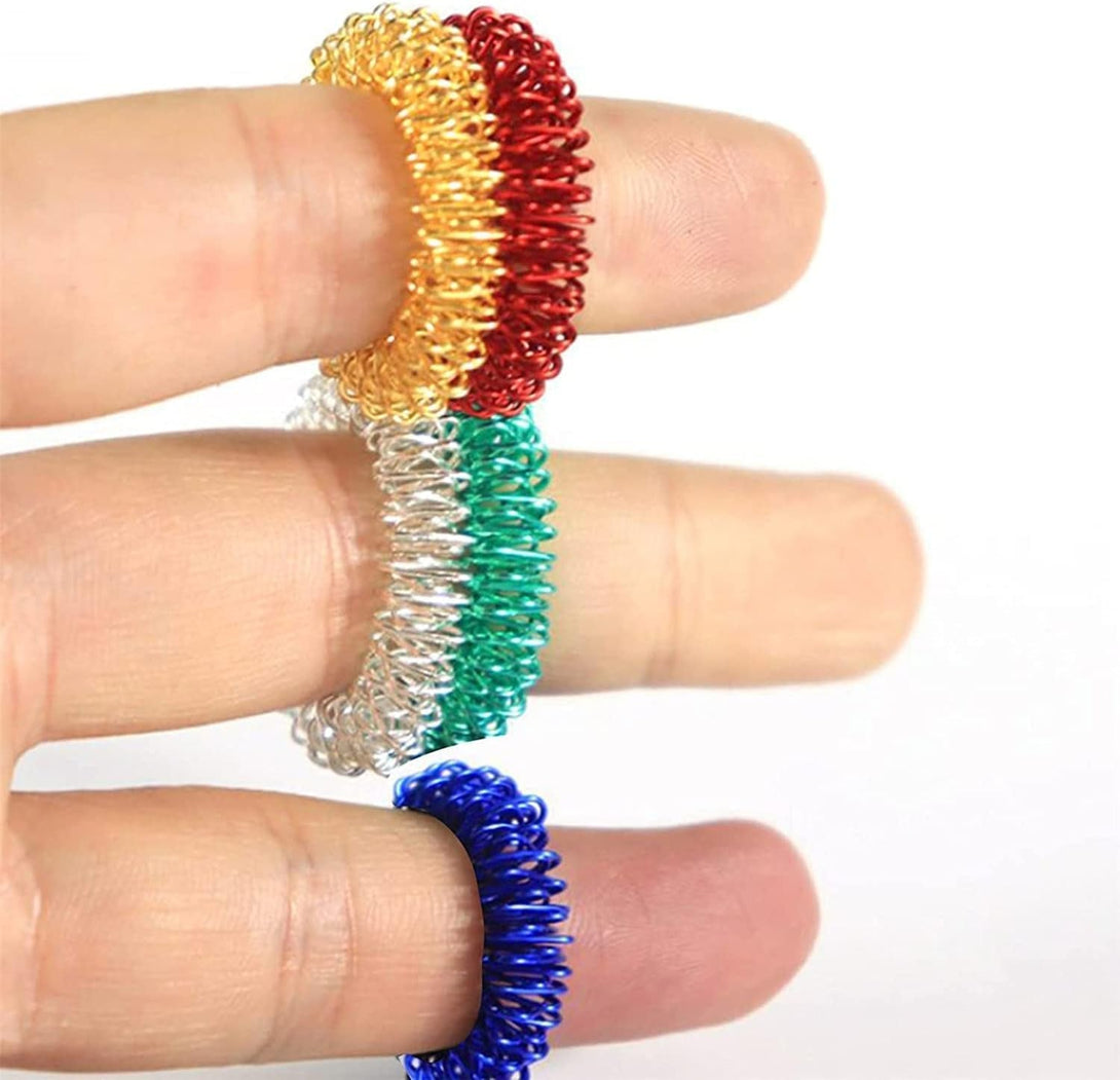 5Pcs Multicolor Finger Massage Rings Prickly Sensory Acupressure Ring, Color Professional Processed，Manual Massage Balls，Exercise One'S Fingers Health Care Products Health and Household,Massage Tools