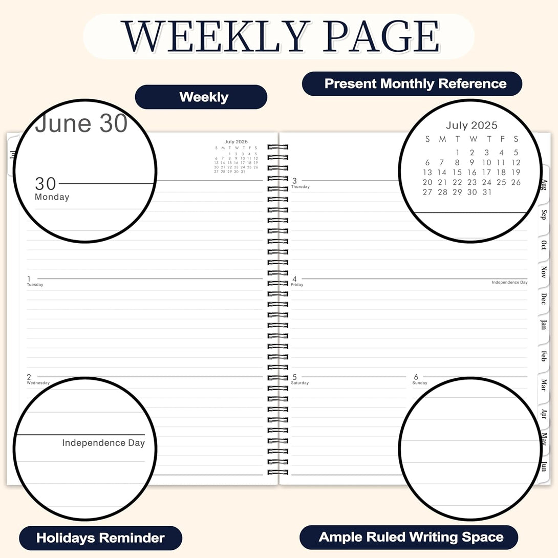 2025-2026 Planner - 9” × 11”, from JUL. 2025 to JUN. 2026, Weekly and Monthly Academic Planner 2025-2026, Inner Pocket, Premium Paper, Twin-Wire Binding, Make Your Life Productive - Black