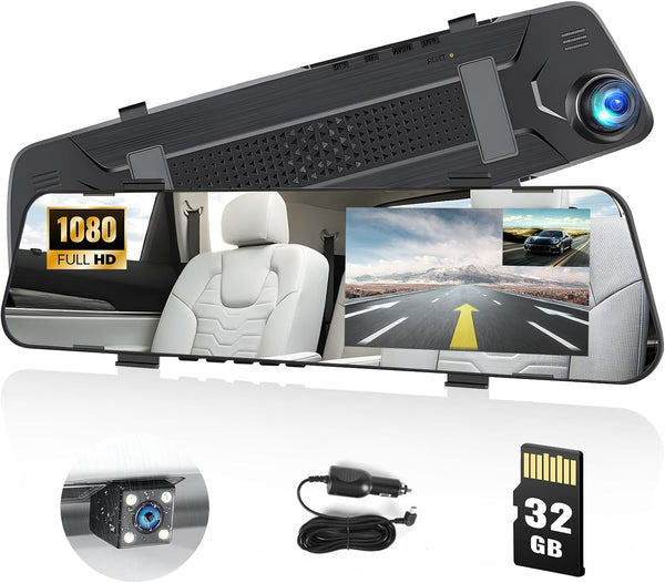 Mirror Dash Cam for Cars,4.5" Rear View Mirror 1080P Front and Rear View Dual Cameras,Super Night Vision,Parking Assistance,G-Sensor,24H Parking Monitor, Waterproof Backup Camera Free 32GB Card