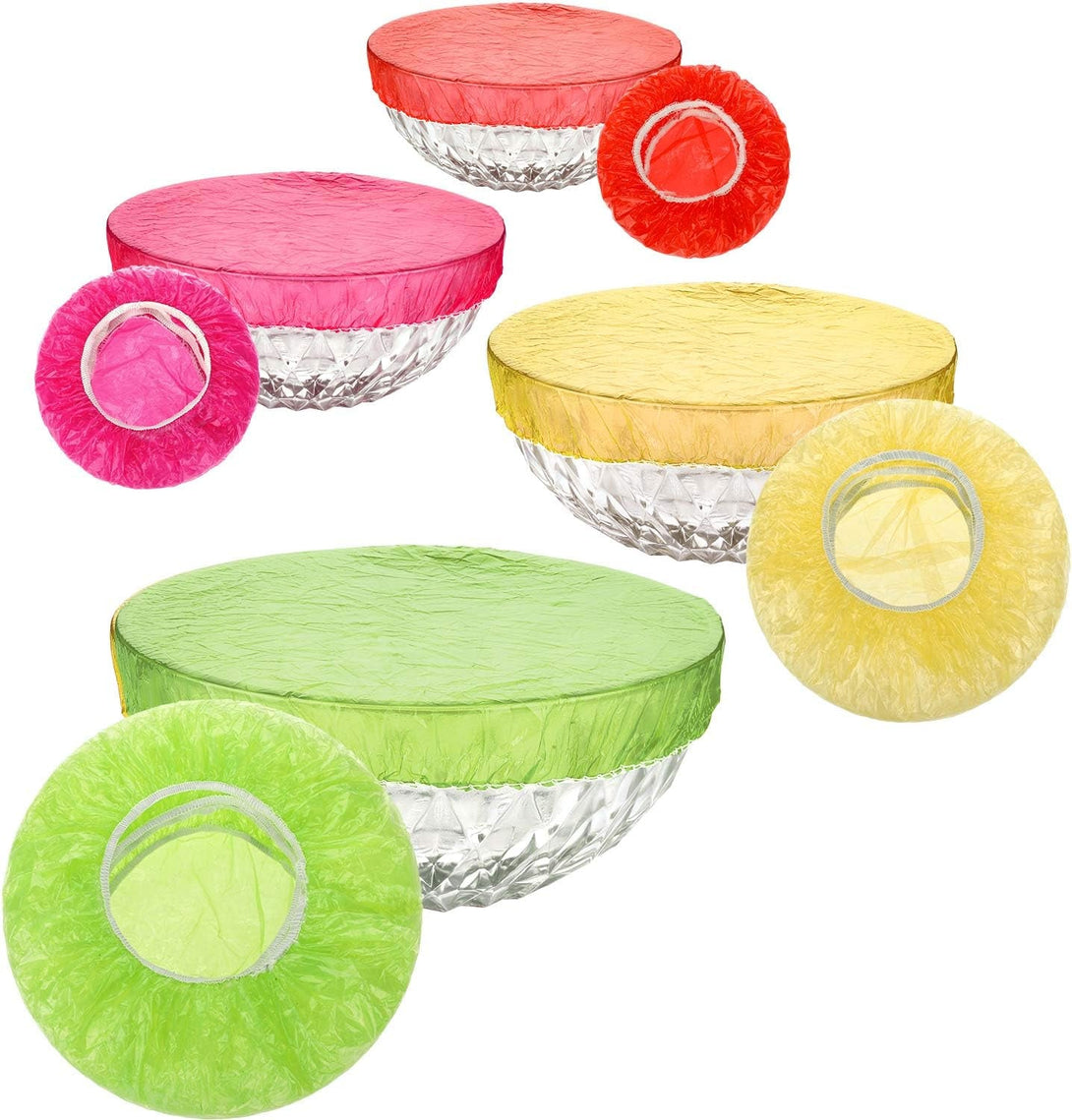 100 Pieces Elastic Food Covers Colorful Reusable Food Storage Covers Translucent Plastic Wrap for Bowl Dish Plate
