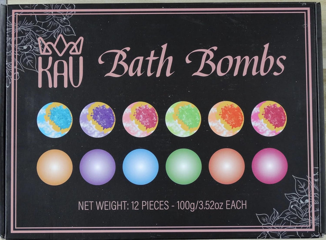 KAV Bath Bombs for Women Gift Set 12Pcs, All Natural Organic Bubble Home Spa Bathbomb Gift Set for Her, Wife, Girlfriend, Mother, Christmas, Stocking Stuffer